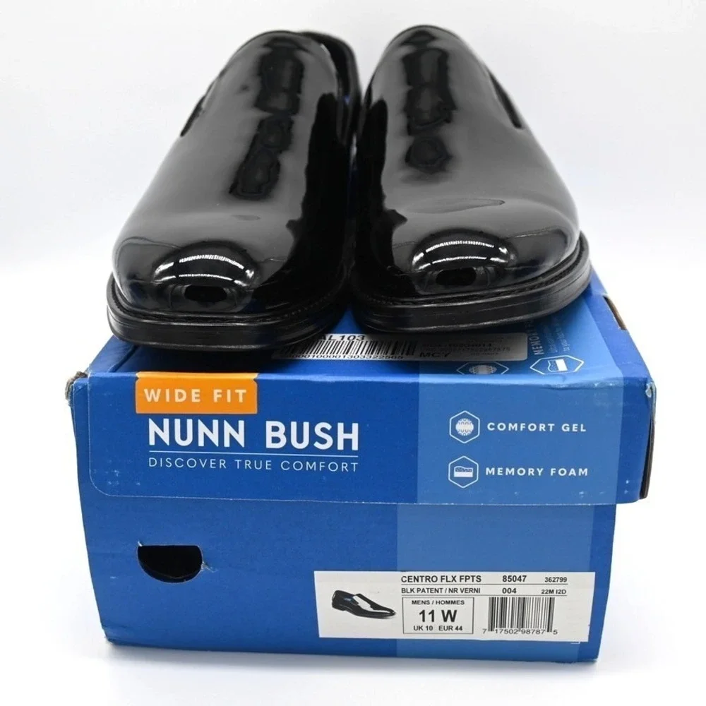 Nunn Bush Centro Formal Flex  Men's Shoes Black US 11 WIDE Slip On  Comfort Foam
